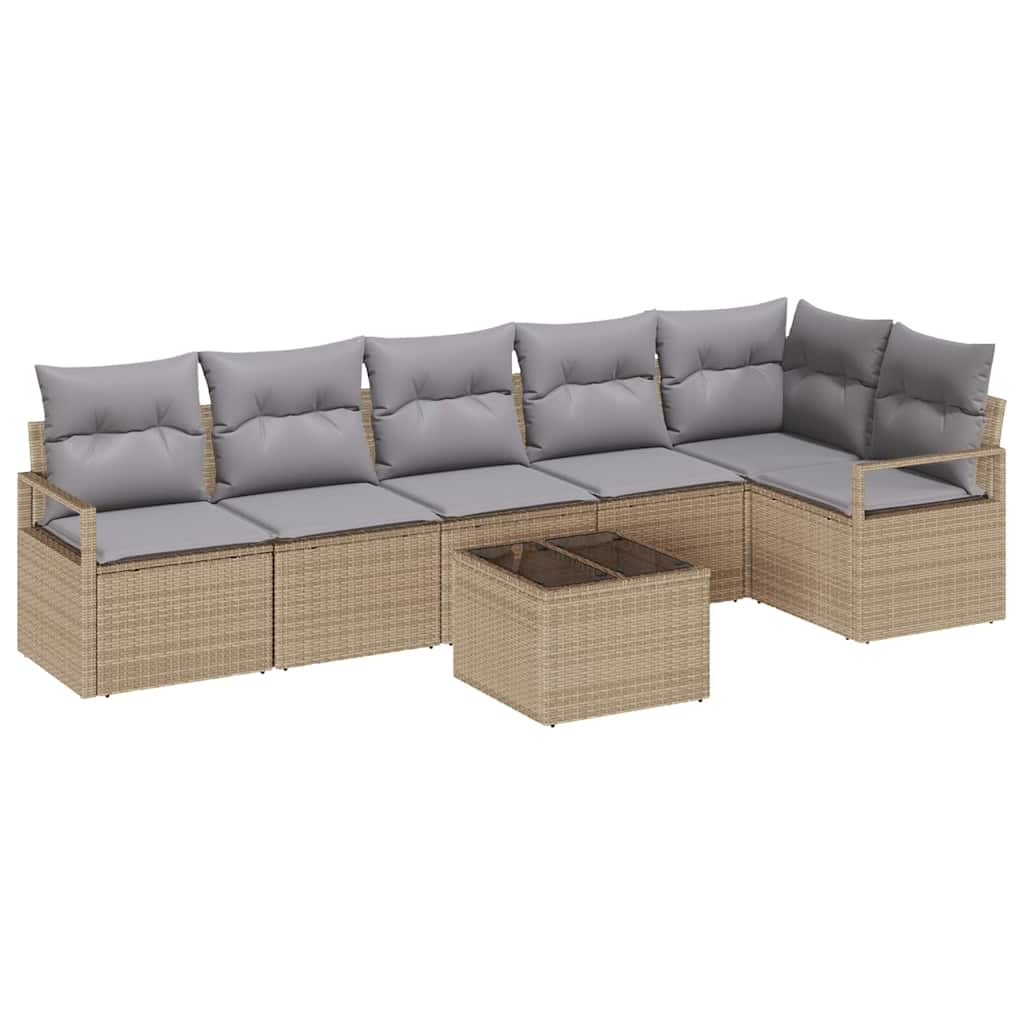 Sofa Sæt med pude 7 pcs Beige polyrattan