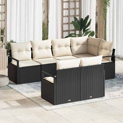 Sofa Sæt 7 stk. Sort polyrattan