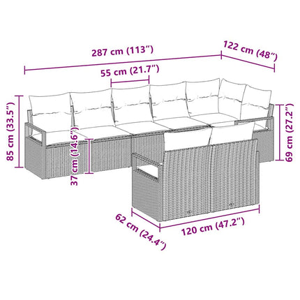 Sofa Sæt 8 pcs Sort polyrattan