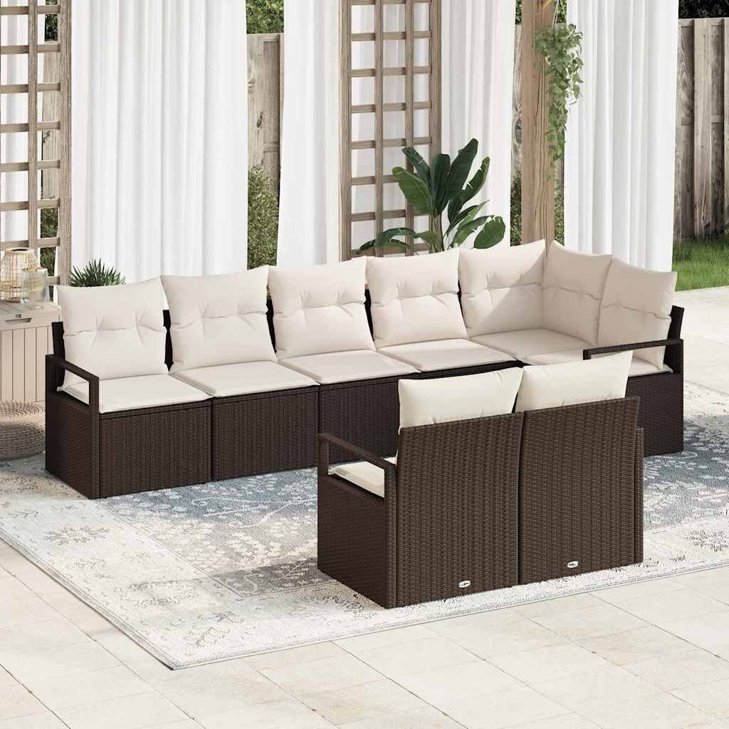 Sofa Sæt 8 pcs Brun polyrattan