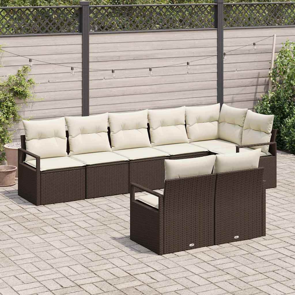 Sofa Sæt 8 pcs Brun polyrattan