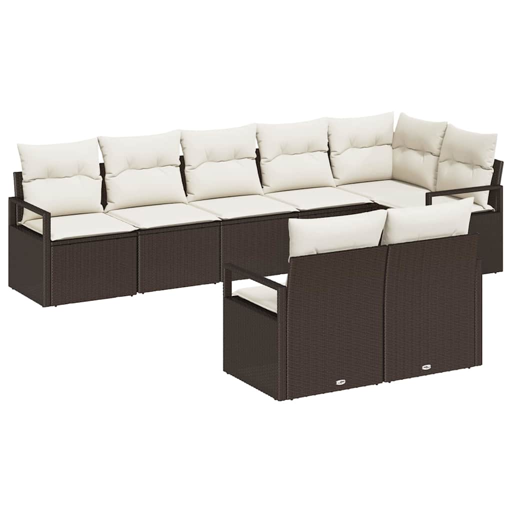 Sofa Sæt 8 pcs Brun polyrattan