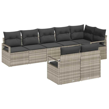Sofa Sæt 8 pcs Lysegrå polyrattan