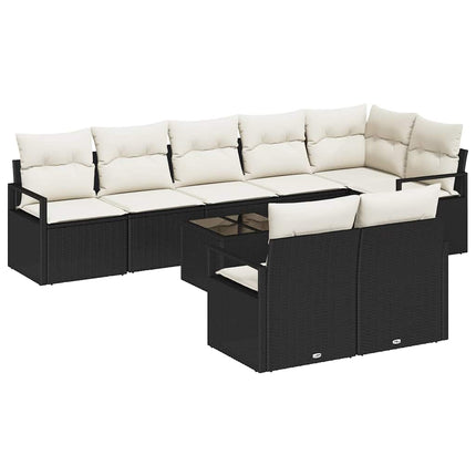 Sofa Sæt med pude 9 pcs Sort polyrattan