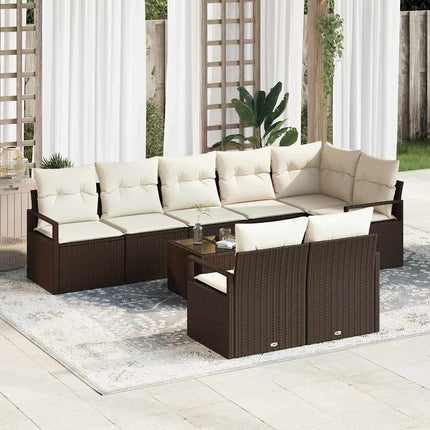 Sofa Sæt 9 pcs Brun polyrattan