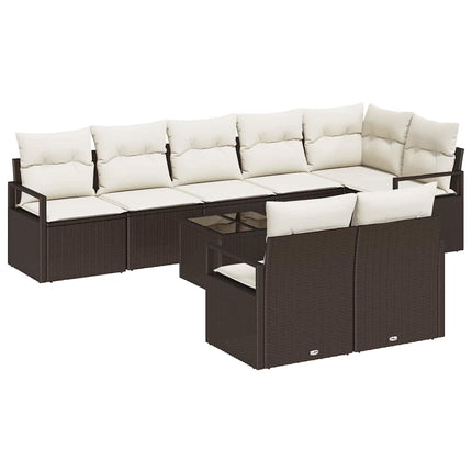 Sofa Sæt 9 pcs Brun polyrattan