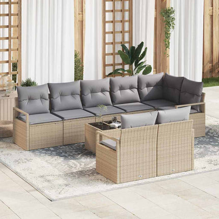 Sofa Sæt med pude 9 pcs Beige polyrattan