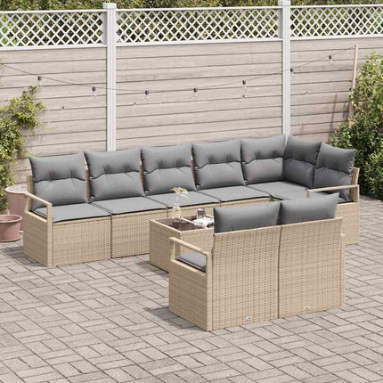 Sofa Sæt med pude 9 pcs Beige polyrattan