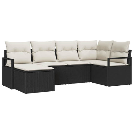 Sofa Sæt 6 stk. Sort polyrattan