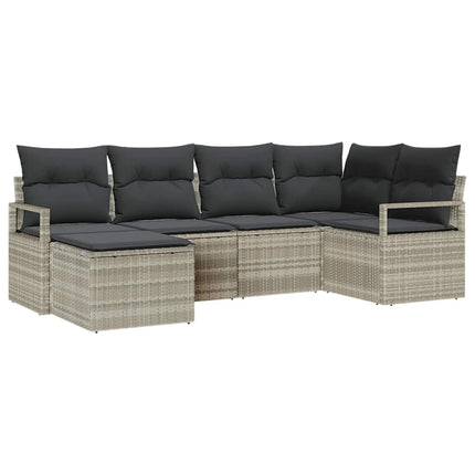 Sofa Sæt 6 pcs Lysegrå polyrattan