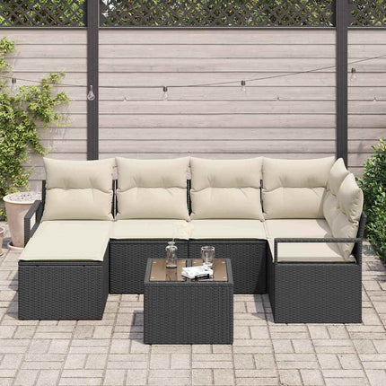 Sofa Sæt 7 stk. Sort polyrattan