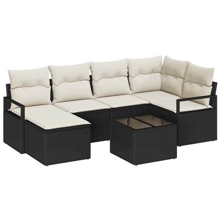 Sofa Sæt 7 stk. Sort polyrattan
