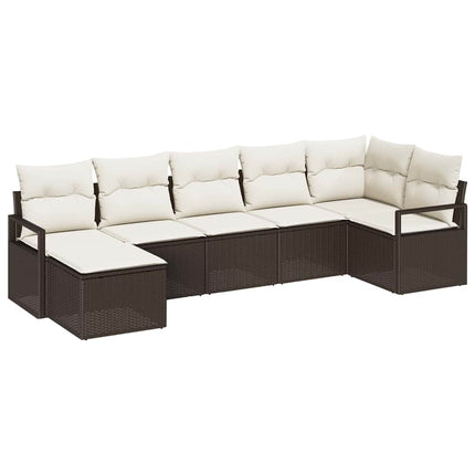 Sofa Sæt 7 pcs Brun polyrattan