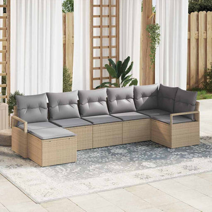 Sofa Sæt med pude 7 pcs Beige polyrattan