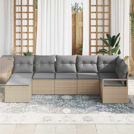 Sofa Sæt med pude 7 pcs Beige polyrattan