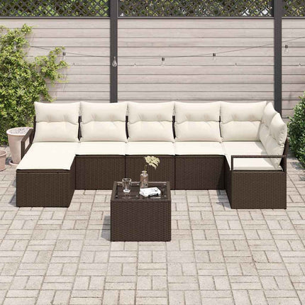 Sofa Sæt 8 pcs Brun polyrattan