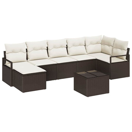 Sofa Sæt 8 pcs Brun polyrattan