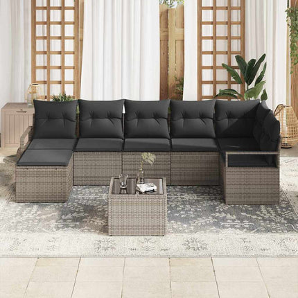 Sofa Sæt med pude 8 pcs Grå polyrattan