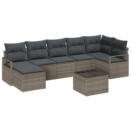 Sofa Sæt med pude 8 pcs Grå polyrattan
