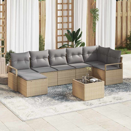 Sofa Sæt med pude 8 pcs Beige polyrattan