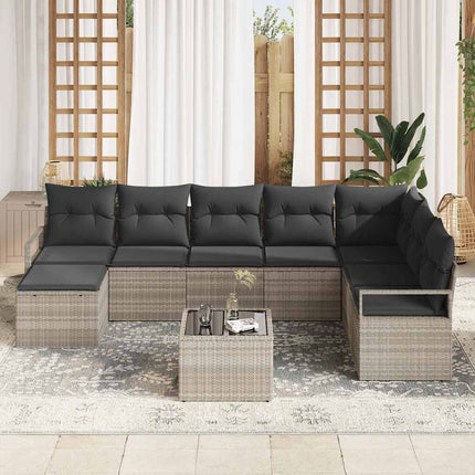 Sofa Sæt med pude 8 pcs Lysegrå polyrattan