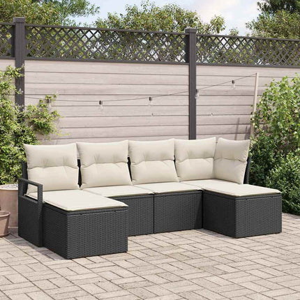 Sofa Sæt 6 stk. Sort polyrattan