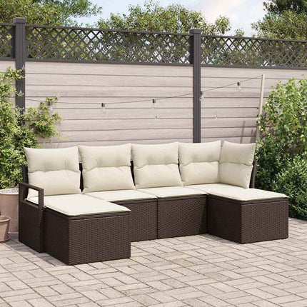 Sofa Sæt 6 pcs Brun polyrattan