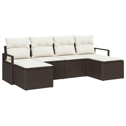Sofa Sæt 6 pcs Brun polyrattan