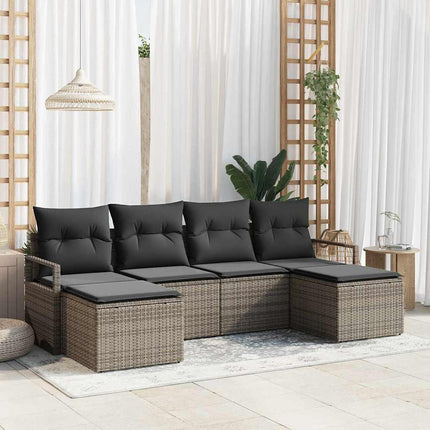 Sofa Sæt 6 pcs Grå polyrattan