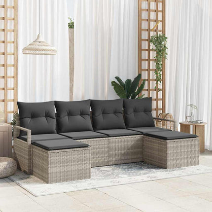 Sofa Sæt 6 pcs Lysegrå polyrattan