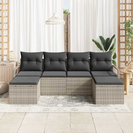 Sofa Sæt 6 pcs Lysegrå polyrattan