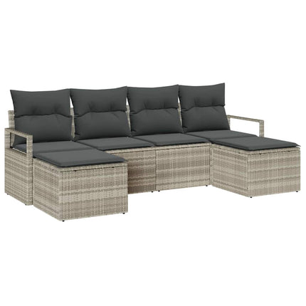Sofa Sæt 6 pcs Lysegrå polyrattan