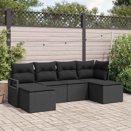 Sofa Sæt 6 pcs Sort polyrattan