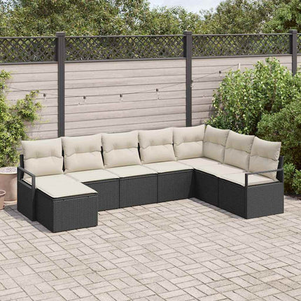 Sofa Sæt 8 stk. Sort polyrattan