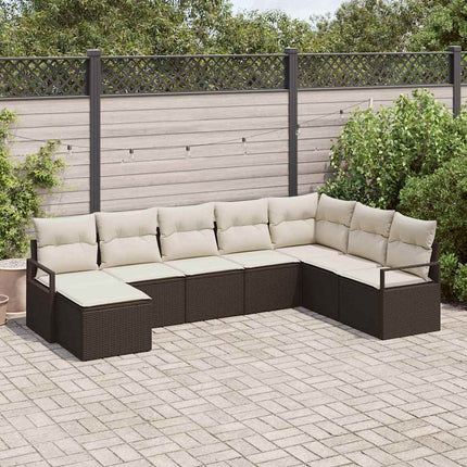 Sofa Sæt med pude 8 pcs Brun polyrattan