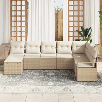 Sofa Sæt med pude 8 pcs Beige polyrattan