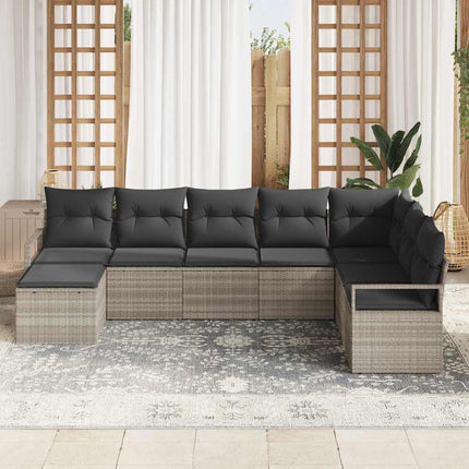 Sofa Sæt med pude 8 pcs Lysegrå polyrattan