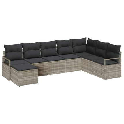 Sofa Sæt med pude 8 pcs Lysegrå polyrattan