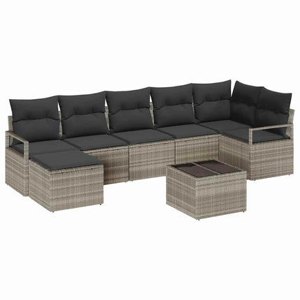 Sofa Sæt med pude 9 pcs Lysegrå polyrattan