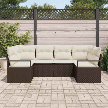 Sofa Sæt med pude 6 pcs Brun polyrattan