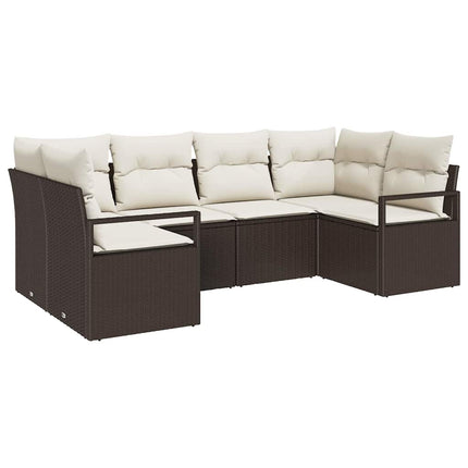 Sofa Sæt med pude 6 pcs Brun polyrattan
