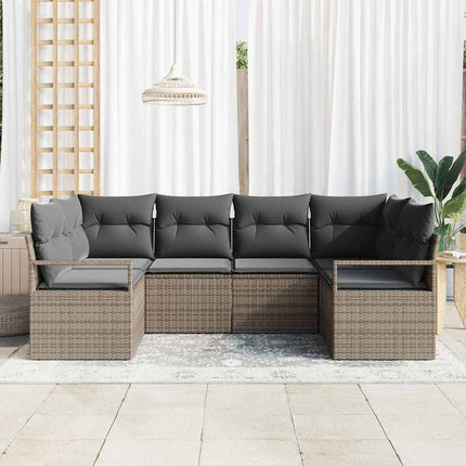 Sofa Sæt med pude 6 pcs Grå polyrattan