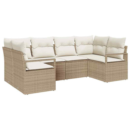 Sofa Sæt med pude 6 pcs Beige polyrattan