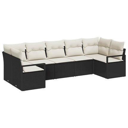 Sofa Sæt 7 stk. Sort polyrattan