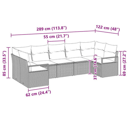Sofa Sæt 7 stk. Sort polyrattan