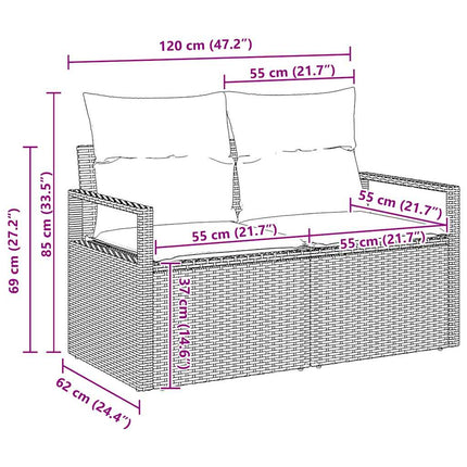 Sofa Sæt 7 stk. Sort polyrattan