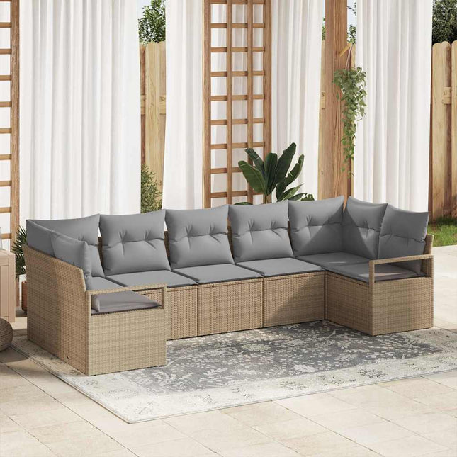 Sofa Sæt 7 stk. Beige polyrattan