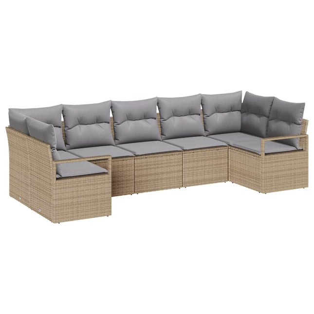 Sofa Sæt 7 stk. Beige polyrattan