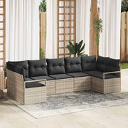 Sofa Sæt med pude 7 pcs Lysegrå polyrattan