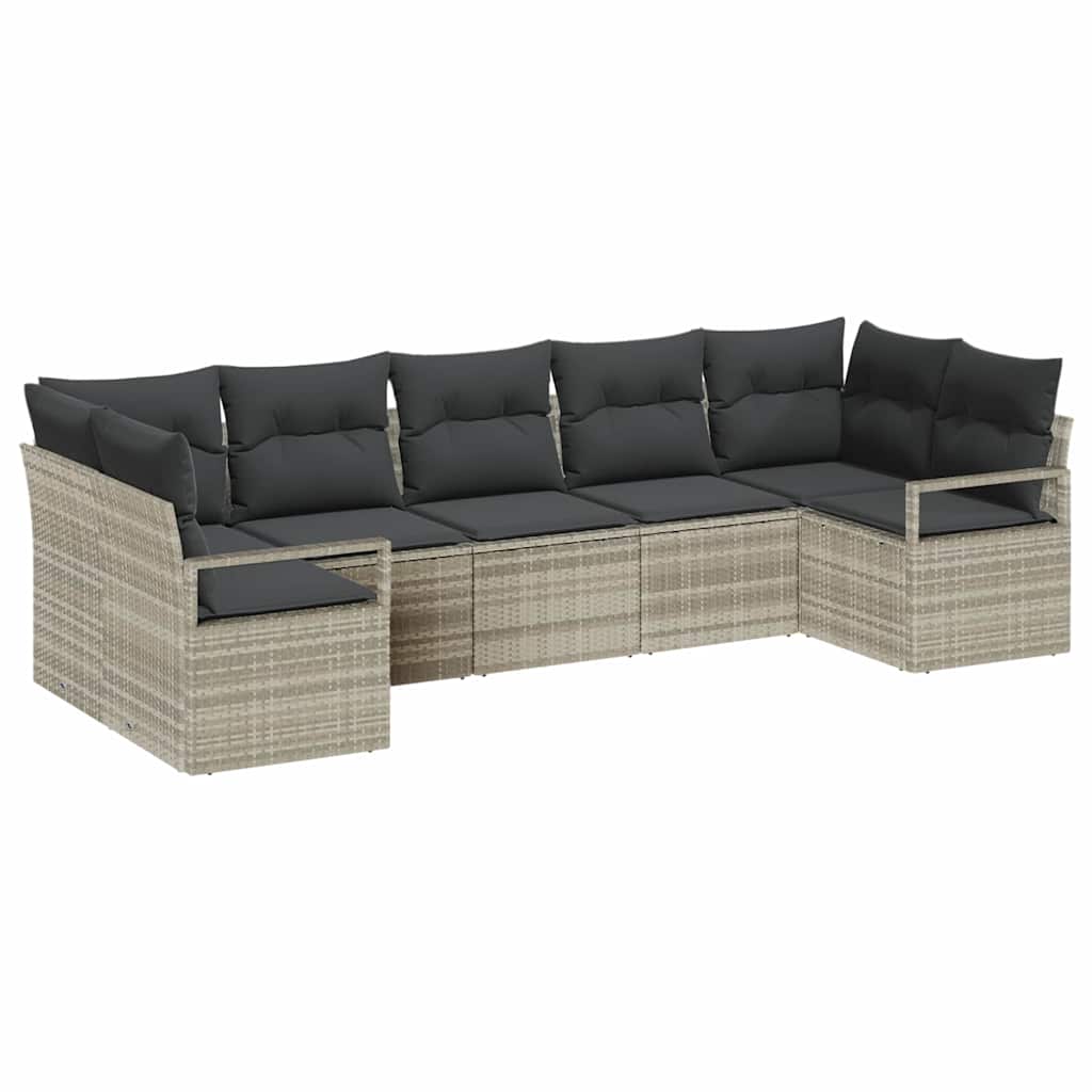Sofa Sæt med pude 7 pcs Lysegrå polyrattan